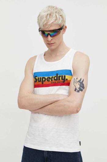 Bavlněné tričko Superdry bílá barva