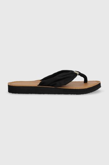 Žabky Tommy Hilfiger TH ELEVATED BEACH SANDAL dámské, černá barva, na plochém podpatku, FW0FW06985