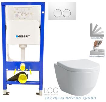 GEBERIT DuofixBasic s bílým tlačítkem DELTA21 + WC LAUFEN PRO LCC RIMLESS + SEDÁTKO 458.103.00.1 21BI LP2