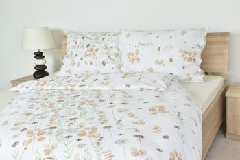 Posteľné obliečky, Krep, Kvietky béžové 1+1