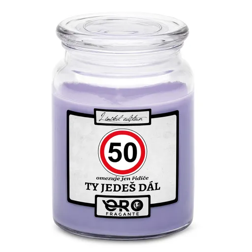 Svíčka Ty jedeš dál – výběr věku (věk: 50, Vůně svíčky: Levandule)