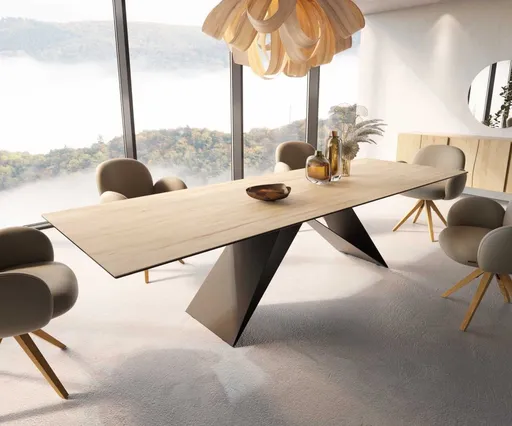 Jídelní stůl Edge 300x100 keramika Laminam® Sabbia podnož ve