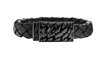 Police Černý kožený náramek pro muže PJ25729BLB01 17 cm