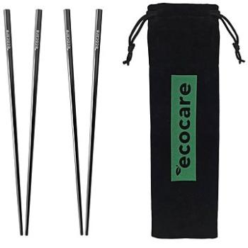 ECOCARE Kovové Sushi Hůlky s Obalem Black 4 ks (0750122452064)