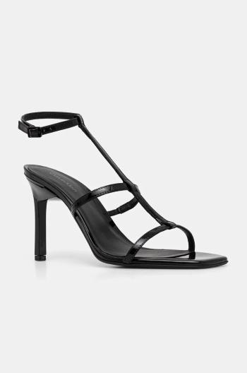 Kožené sandály Calvin Klein HEEL GLADI SANDAL 90 PAT černá barva, HW0HW02312