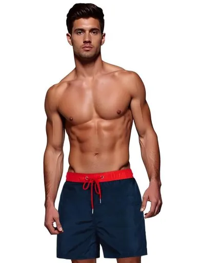 Pánské plavecké šortky námořnická modř a červená
