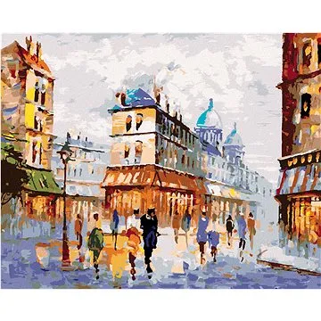 Diamondi - Diamantové malování - POHLED NA ULICI PAŘÍŽ, 40x50 cm, Vypnuté plátno na rám (605368B)