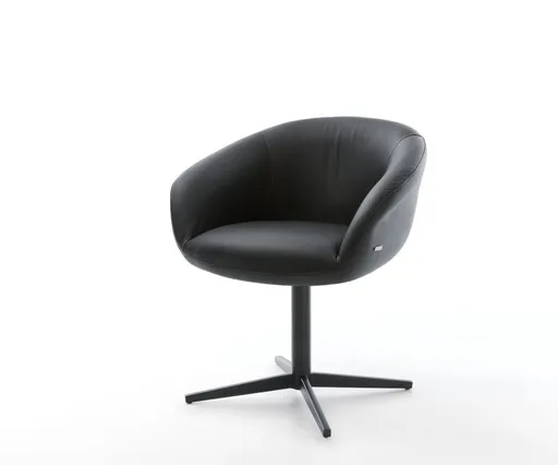 Jídelní židle Vinka-Flex s područkami pravá kůže černá podnož