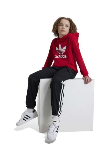 Dětská mikina adidas Originals TREFOIL HOODIE červená barva, s kapucí, s potiskem, IY7443