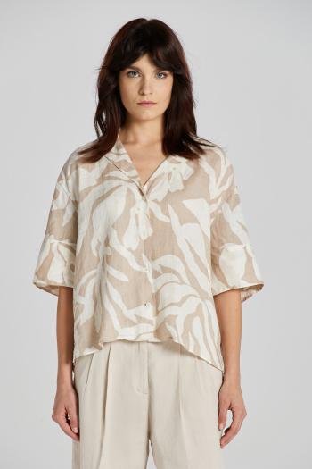 KOŠILE GANT REL PALM PRINT SS LINEN SHIRT DRY SAND