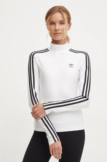 Tričko s dlouhým rukávem adidas Originals 3-S Trneck Longsleeve béžová barva, s pologolfem, JG1535