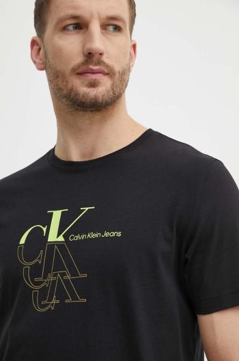 Bavlněné tričko Calvin Klein Jeans černá barva, s potiskem, J30J325352