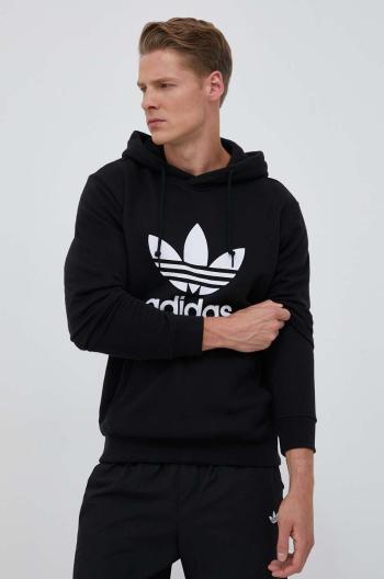 Bavlněná mikina adidas Originals Classics Trefoil Hoodie pánská, černá barva, s kapucí, s potiskem, IM4489