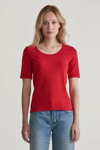 TRIČKO GANT SLIM COT/ELA SS SCOOP NECK TOP RUBY RED