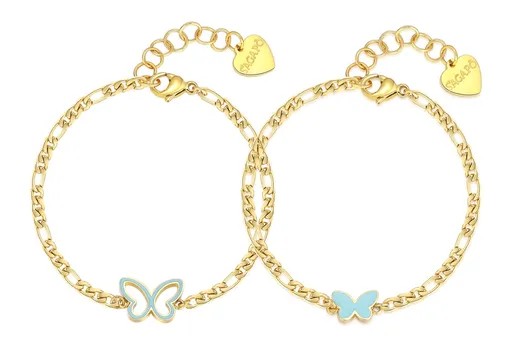 S'Agapõ Půvabný set pozlacených náramků Motýlci Me + You SEY22