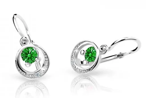 Cutie Jewellery Dětské náušnice z bílého zlata C1997-10-X-2 zelená