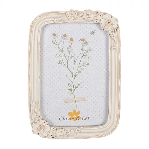 Béžový antik romantický fotorámeček s květy - 14*2*19/ 10*15 cm 2F1079