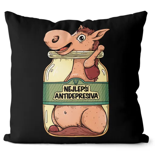 Polštář Antidepresiva – kuň (Velikost: 55 x 55 cm)