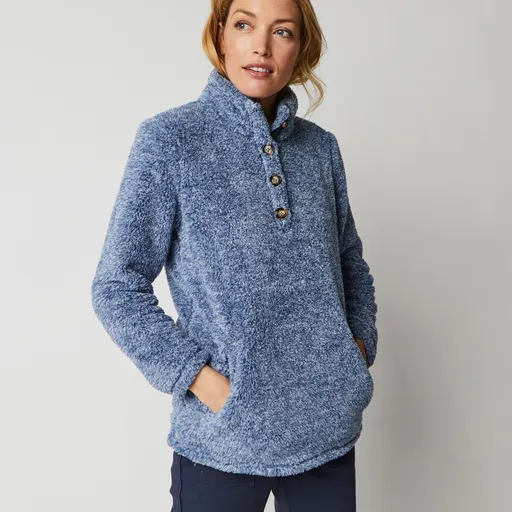 Mikina z plyšového úpletu se stojáčkem na knoflíky