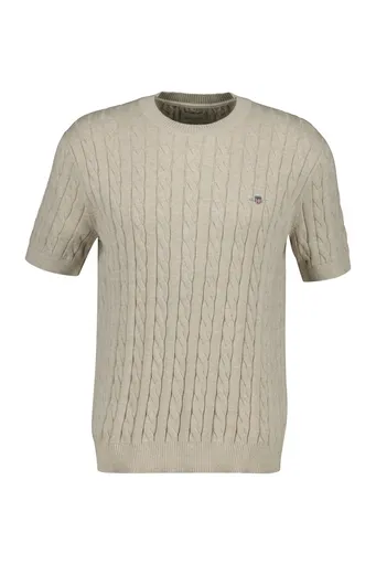 SVETR GANT COTTON CABLE SS C-NECK OAT MELANGE