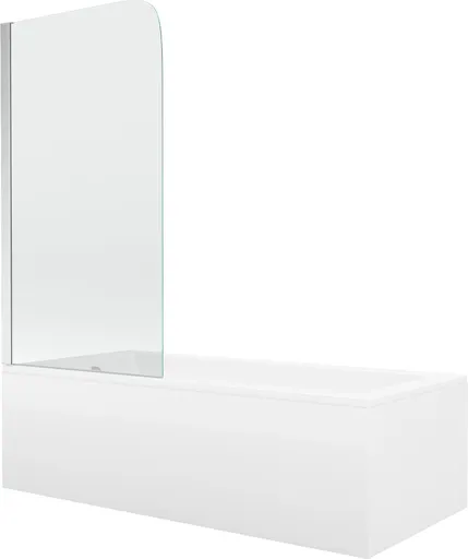 MEXEN/S Cubik obdélníková vana 170 x 70 cm s panelem  + vanová zástěna 70, transparent, chrom 550317070X9007010100