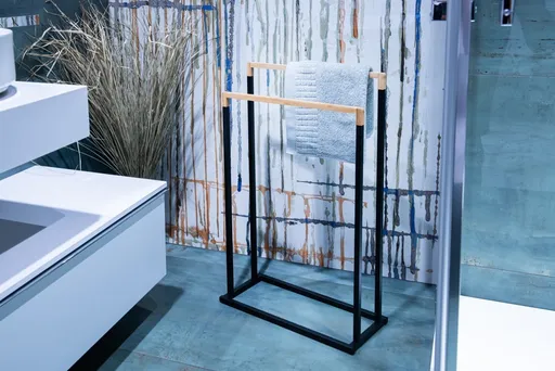 OLSEN SPA Věšák do koupelny kov (černá barva), bambus KD02061807