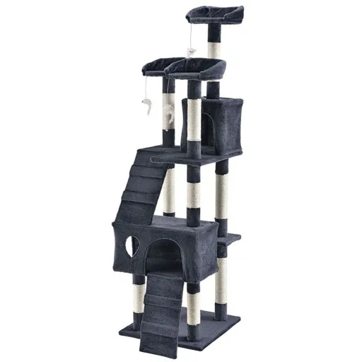 Škrabadlo pro kočky 170 cm s pelíšky, domečky a sloupky
