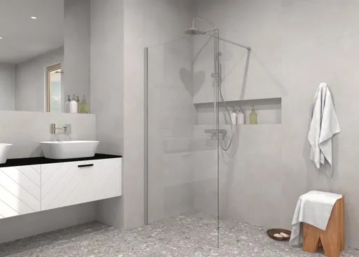 BESCO Walk-in sprchový kout ECO-N CHROM Barva rámu Chrom/Leštěný hliník (ALU), Pevná stěna Bez pevné stěny, Rozměr A 120, Rozměr C 195, Výplň Čiré bezpečnostní sklo 6 mm BCEXON120CC
