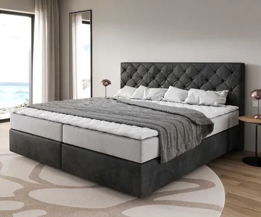 Boxspring postel Dream-Great mikrovlákno antracitová vintage