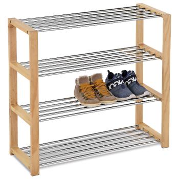 Raft pentru pantofi 4 niveluri, 81 x 30 x 73 cm, naturală
