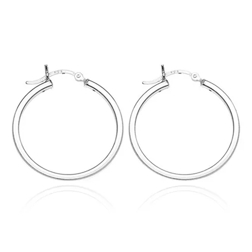 Kulaté náušnice ze stříbra 925 - čtyři hladké hrany, 20 mm