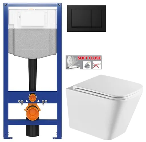 CERSANIT předstěnový instalační systém s černým tlačítkem K97-0574 + WC INVENA FLORINA WITH SOFT, včetně soft/close sedátka K97-526 0574 FL1