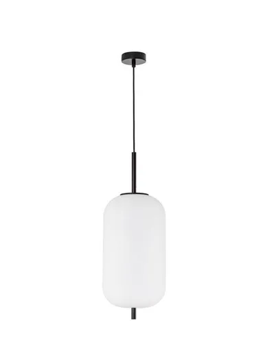 NOVA LUCE závěsné svítidlo LATO černý kov a opálové sklo E27 1x12W 230V IP20 bez žárovky 9624072