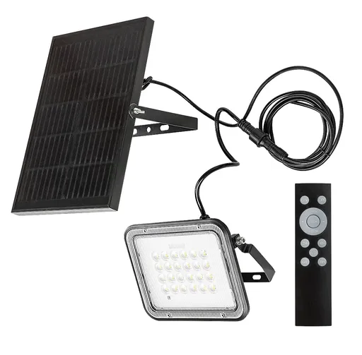 Rabalux Černý fasádní solární LED reflektor Melk 6,5W IP65 CCT s DO 77141