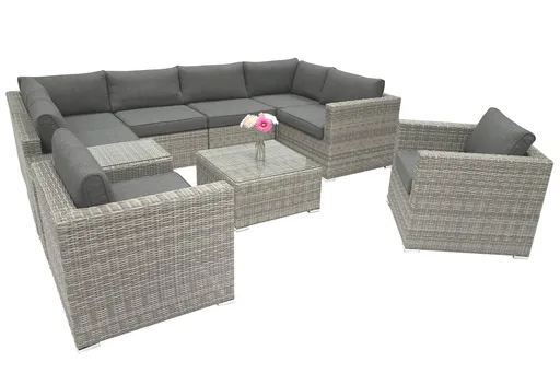 DEOKORK Ratanová variabilní sestava SEVILLA  pro 7-8 osob (šedá)