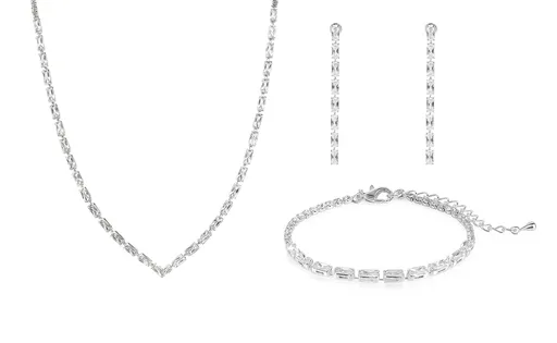 Troli Luxusní sada šperků s čirými krystaly (náhrdelník, náramek, náušnice)