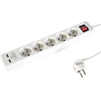 WowME prodlužovací přívod 230V 5 zásuvek 1,5m 16A/3680W + 2x USB (KF-FB-05KFU2)