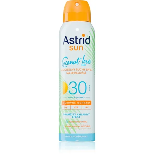 Astrid Sun Coconut Love neviditelný sprej na opalování SPF 30 s vysokou UV ochranou 150 ml