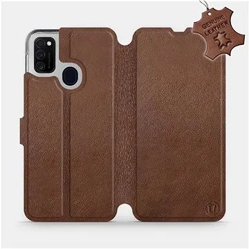 Flip pouzdro na mobil Samsung Galaxy M21 - Hnědé - kožené -  Brown Leather (5903516245734)