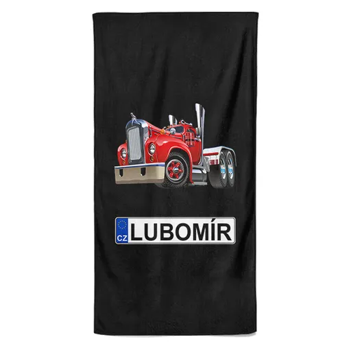 Osuška SPZ se jménem – barevný kamion (Jméno: Lubomír, Velikost osušky: 100x170cm)