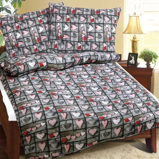 Bellatex Povlečení krep Srdce , 140 x 200 cm, 70 x 90 cm