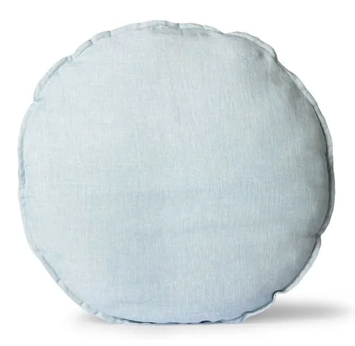 Modrý lněný kulatý podsedák Ice Blue - Ø 60 *5cm HKLIVING