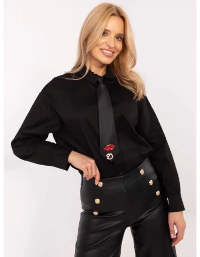 Černá bavlněná košile s límečkem