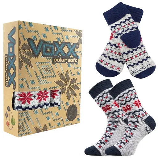 Fuski BOMA s. r. o. Set zimních pletených ponožek a palčáků - Světle šedý melír | 35-38