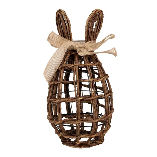 Hnědá proutěná dekorace vajíčko s králičími oušky - 16*16*31 cm 65963