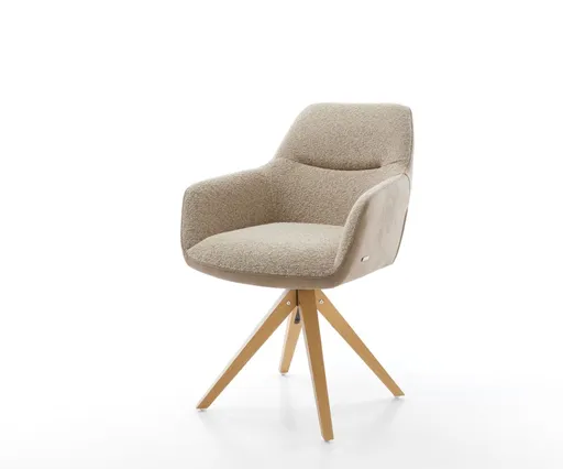 Jídelní židle Pejo-Flex mix materiálů béžová dřevěná podnož