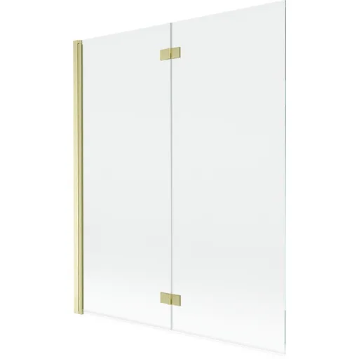 MEXEN MIST vanová zástěna 140x150 cm 6mm 2-s, zlatá kartáčovaná, čirá, levá 8A9-140-002-55-00-L