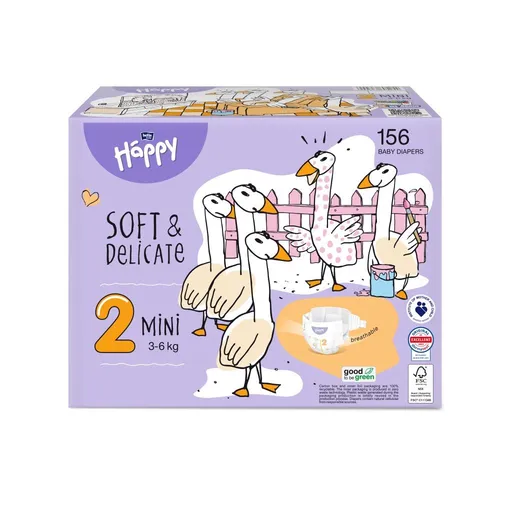 Bella Baby Happy Soft&Delicate 2 Mini 3-6 kg dětské pleny box 156 ks