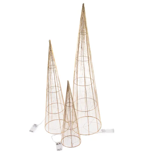 Sada svítících vánočních kuželů Golden Glow, 3 ks