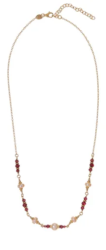 Alisia Pozlacený náhrdelník s perlami a granáty AL5179.01.029